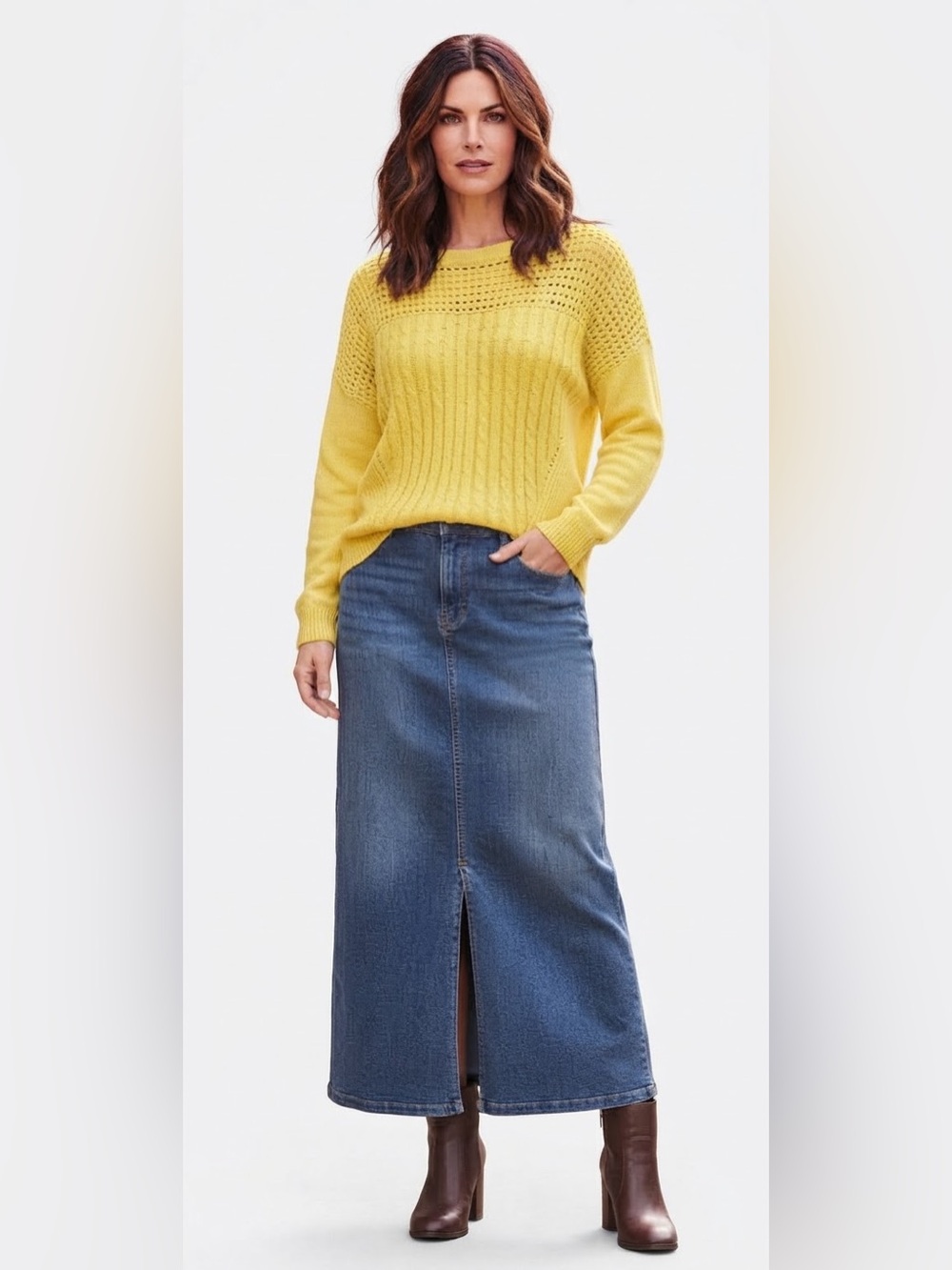 Sunny Yellow Knit Pullover Sweater Soft Open Weave
